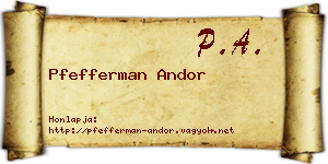 Pfefferman Andor névjegykártya